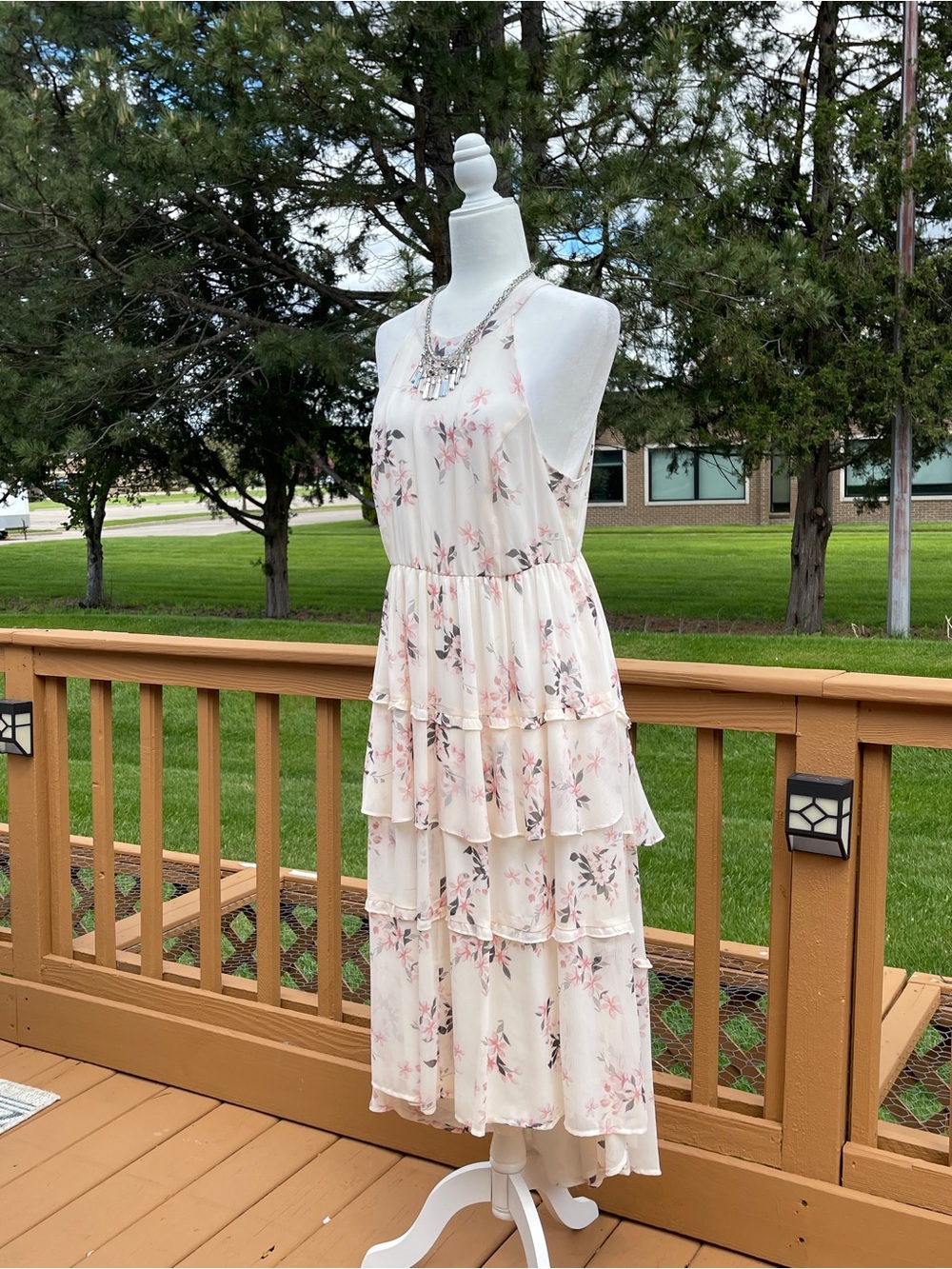 torrid Cream Floral Tiered Maxi Dress